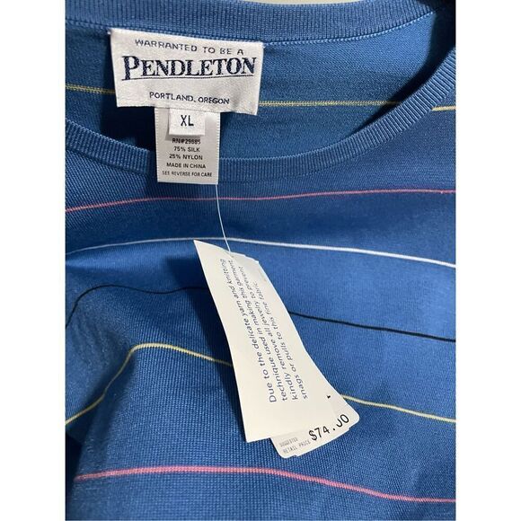 Pendleton striped silk blend short sleeve tee size XL - Picture 3 of 5